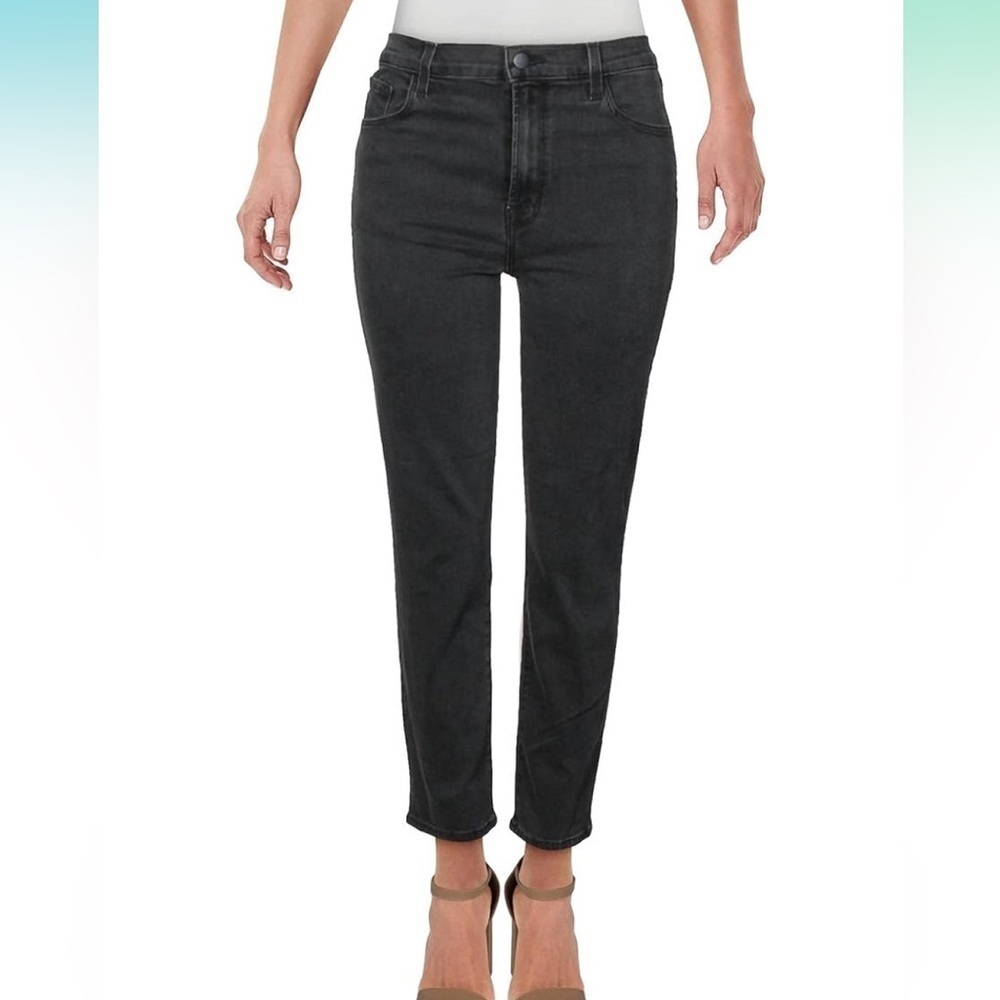 J Brand Black Alma High-Rise Straight in Affect